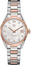 TAG Heuer Carrera WAR1352.BD0779 Quartz Pearl Diamond 18K Rose Gold Ladies Watch