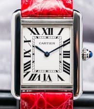 Cartier Tank Solo Small Model Ladies’ 31 mm Silver Dial Red Leather W5200005