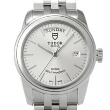TUDOR WATCH GLAMOUR DATE-DAY 56000 AUTOMATIC SILVER DIAL STAINLESS STEEL WOMEN'S