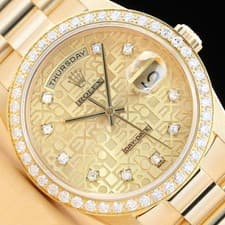 ROLEX MENS DAY-DATE 18238 FACTORY DIAMOND DIAL 1.6 CT 18K GOLD PRESIDENT WATCH