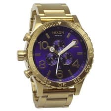 Nixon 51 30 CHRONO Watch Chronograph Quartz 51mm Gold Blue Mens Timepiece