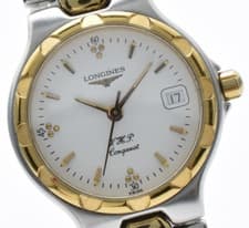 【Near MINT 】 LONGINES Conquest V.H.P. L1.113.3 Gold Silver Women QZ Watch JAPAN