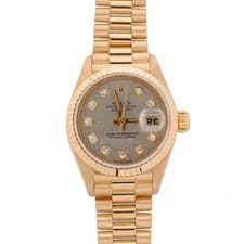 Rolex 69178 Lady-Datejust 26 mm Fluted Bezel Silver Jubilee Diamond Dial Preside