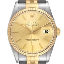 Rolex Datejust Champagne Dial Steel Yellow Gold Vintage Mens Watch 16013