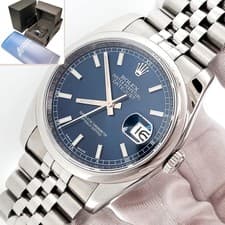2016 Rolex Datejust 36mm Blue Index Dial Steel Jubilee Watch 116200