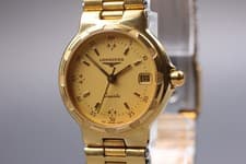 LONGINES Conquest 152 4937 Gold Dial Date Quartz Women's Watch [Near MINT] 