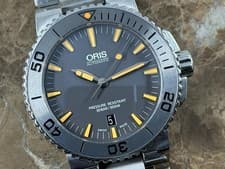 Oris Aquis Date 43mm Automatic Grey Dial Orange Accents Tungsten Minute Scale