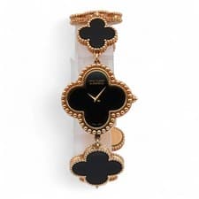 Van Cleef & Arpels Alhambra 26mm 18K Yellow Gold Black Quartz Watch VCARO40R00