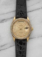 Vintage 1986 Rolex Day-Date 18048 18K YG Anniversary Diamond Dial Auto 36mm