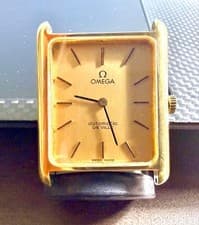 Omega De Ville Tank Automatic Watch Vintage Champagne Gold Dial 1960s-1970s