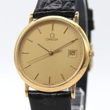 [NEAR MINT] OMEGA De Ville 196.0312.1 Gold Dial Date Qz Men's From JAPAN A610