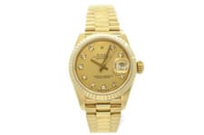 Rolex Lady-Datejust 26mm 69178 champagne diamond dial 18k Gold 1988 - Full set