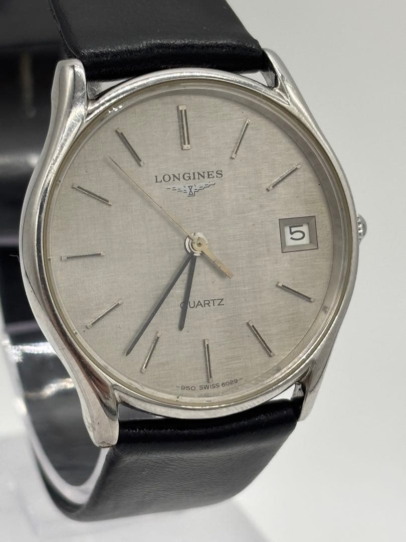 Longines 950 6029 Men's Quartz Watch Date Silver Dial Working from Japan Rare