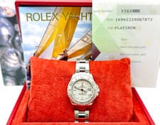 Rolex Yacht-Master Ladies 169622 29mm Platinum Bezel Stainless Steel Box Paper