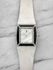 Vintage 1970s Corum 302150 18K WG MoP Onyx Diamond Dial Manual 29 mm