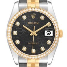 Rolex Datejust Steel Yellow Gold Anniversary Diamond Dial Mens Watch 116243