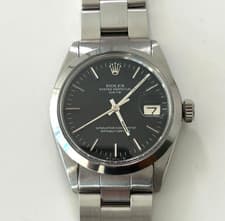 Rolex Oyster Perpetual Date 1500 Black Dial 1970 34mm Full Bracelet