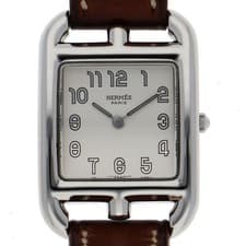 HERMES CC1.210 Cape Cod WATCH Silver SS/leather QZ