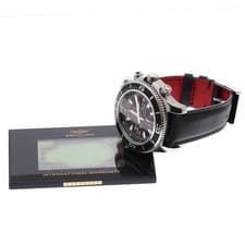 BREITLING SUPER OCEAN A13341 44mm SS Black Dial Leather Strap Chronograph #C408