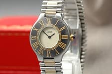 [Near MINT] Cartier Must 21 TwoTone 31mm Unisex Size Silver & Gold Qz From JAPAN
