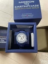 Swatch x Omega MISSION TO EARTHPHASE MOONSHINE GOLD NAVY SO33W702L New - Fast!!