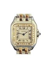 Cartier Panthere Stainless Steel and Yellow Gold White Roman Dial W25028B6