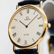 Vintage 1984 *NEAR MINT* OMEGA De Ville Cal.1378 Quartz Gold Roman Dial 32mm Men