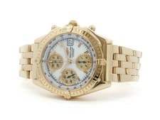 Breitling Chronomat White Dial 40MM Chronograph Solid 18kt Yellow Gold K13050.1