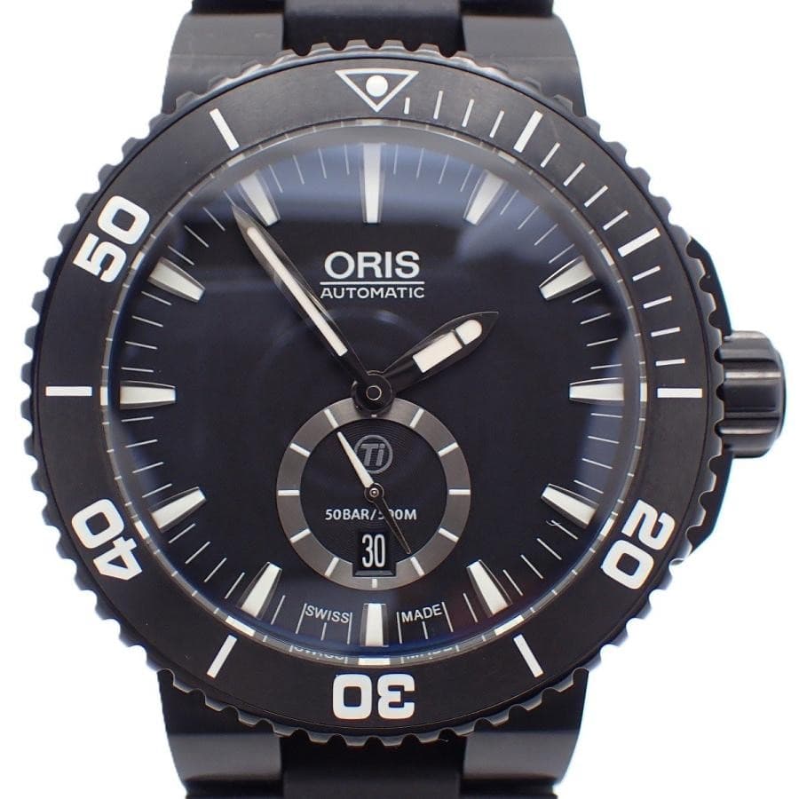 ORIS Aquis 739 7674 7754 Automatic Black Dial Titanium Men's Watch