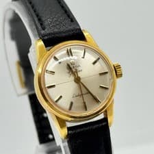 OMEGA Watch Ladymatic Beige Hand-wound Leather Crossline Design Women's Rare