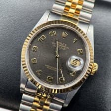 Rolex Datejust 16233 Black Computer Dial TwoTone Jubilee Automatic 36mm Watch
