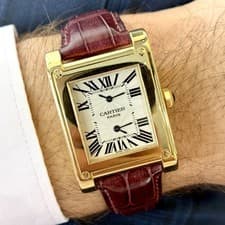 Cartier Tank a Vis Dual Time CPCP 18K Yellow Gold Manual Winding Box Papers