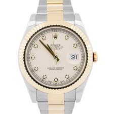 Rolex Datejust II FACTORY IVORY DIAMOND 18K Gold Steel OYSTER 41mm 116333 Watch