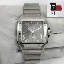 2024 Cartier Santos Dual Time WSSA0076 40MM Grey Stainless Steel Box Papers