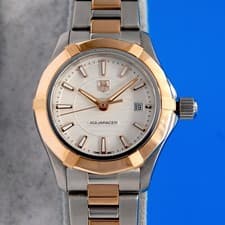 Ladies Tag Heuer Aquaracer 18K Rose Gold & SS watch - Silver Dial - WAP1450