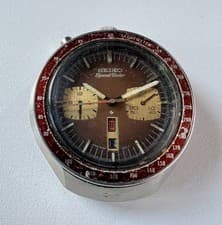 SEIKO 6138-0040 Automatic Chronograph Watch Vintage Mens BULLHEAD Brown Dial