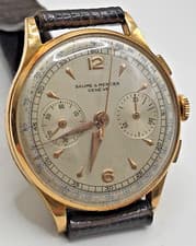 Baume & Mercier 3921 18K Gold 1950s Chronograph Landeron 148 36mm