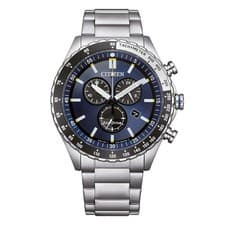 Citizen at2569-80l Ecodrive Chronographe Acier Cadran Bleu