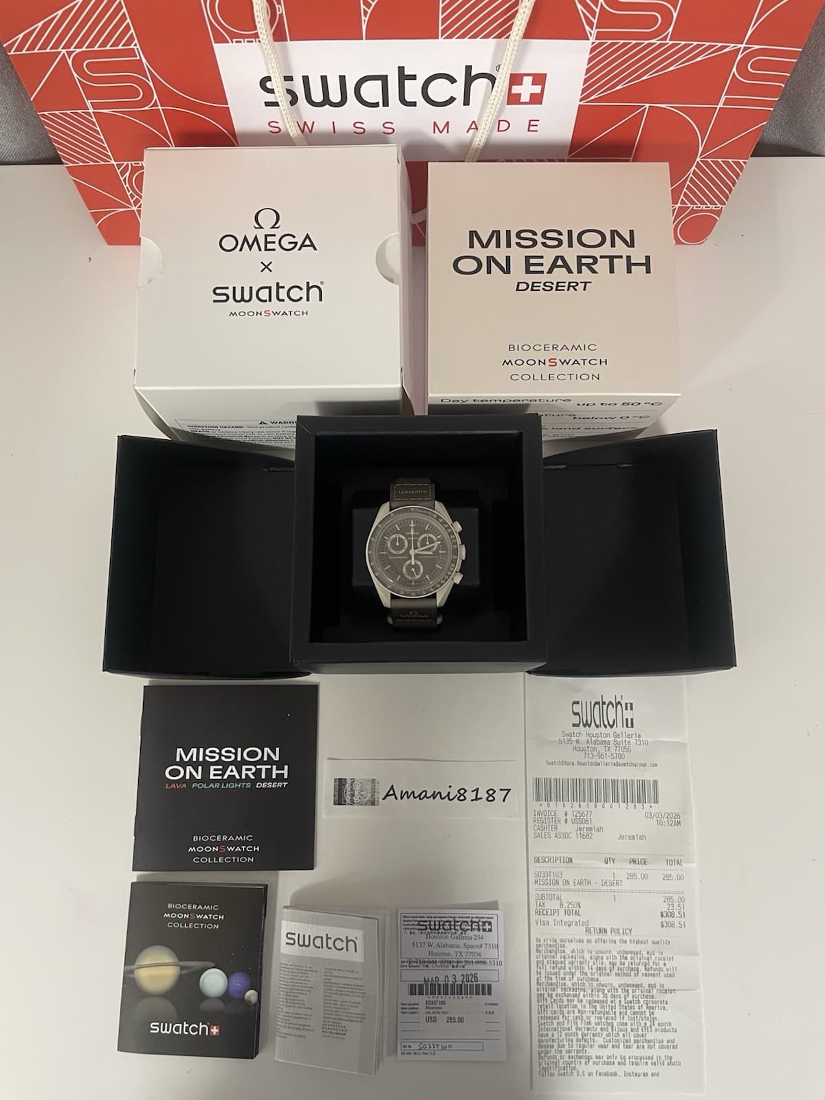 Omega x Swatch Mission On Earth Desert MoonSwatch Mission To Earth  With Receipt