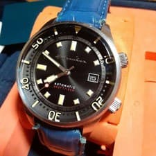 Spinnaker Automatic Diver's Watch 600FT Black Leather From Japan