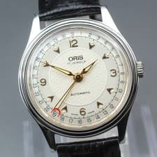 [EXC+5] ORIS Pointer Date 7403-40B Cal. 574 Silver 34mm Men's AT Watch JP #126