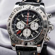 Breitling Chronomat GMT 47 mm Complete Box Papers $9K MSRP Black Dial AB0413