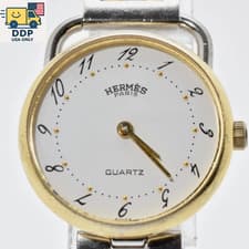 HERMES Arceau Vintage Quartz Watch Gold White Dial Stainless Steel [Exc+5]