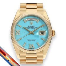 Rolex DayDate 36 Pave Diamond Index 128238 Turquoise Men's