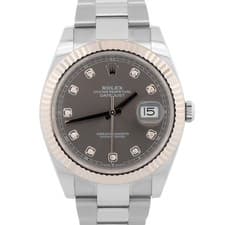 PAPERS Rolex DateJust 41mm RHODIUM DIAMOND Oyster 18K Fluted 126334 Watch BOX