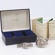 with box working Seiko 5 Actus pair watch 7019 7060 2205 0050 AT silver dial men
