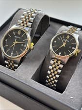 BULOVA His and Hers Two-Tone Stainless Steel Watch Boxed Set 98x125