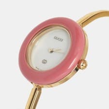 Gucci Vintage Interchangeable Bezel 1112 White Dial Yellow Gold Plated