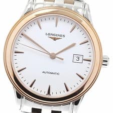 LONGINES WATCH L4.984.3 FLAGSHIP CLASSIC DATE AUTOMATIC WHITE DIAL SS/PVD MEN'S