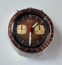 SEIKO 6138-0040 Automatic Chronograph Watch Vintage Mens BULLHEAD Brown Dial